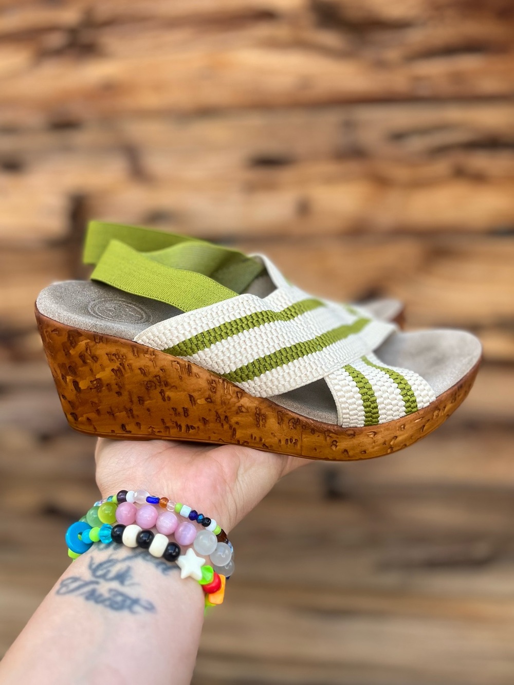 CHARLESTON SHOE CO. | Striped Wedge Sandals 7